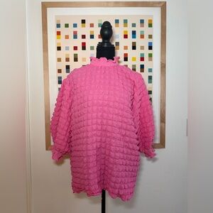 Simply Southern Pink Bubble Sleeve/Texture Shirt